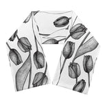 Black And White Tulip Pattern Print Scarf