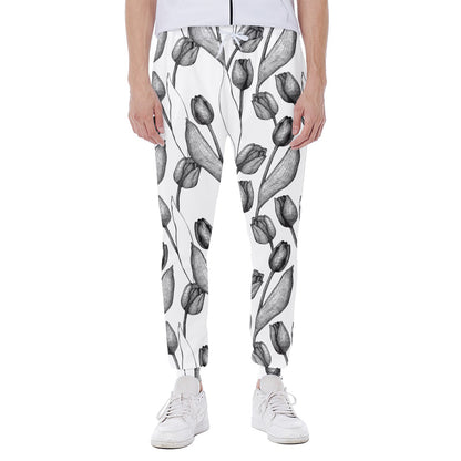 Black And White Tulip Pattern Print Scuba Joggers