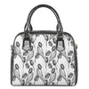 Black And White Tulip Pattern Print Shoulder Handbag