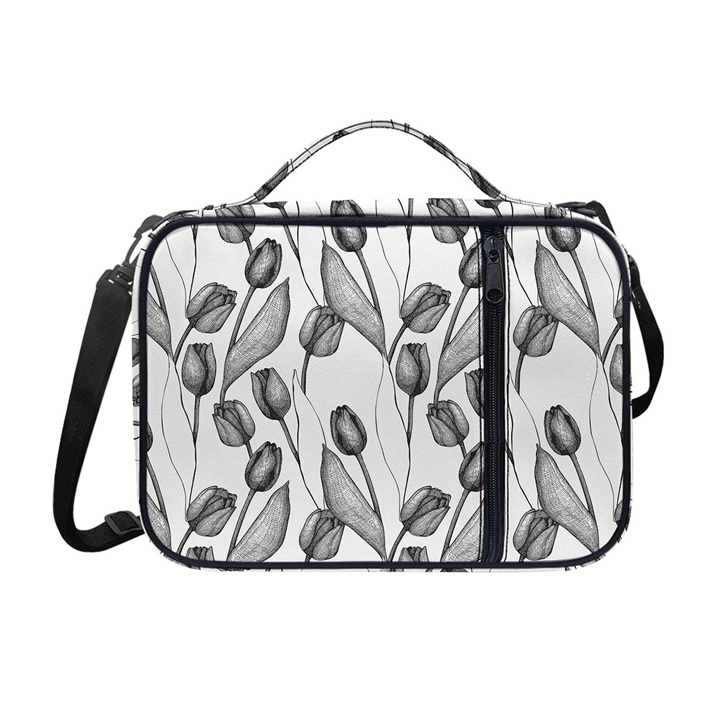 Black And White Tulip Pattern Print Shoulder Strap Bible Bag
