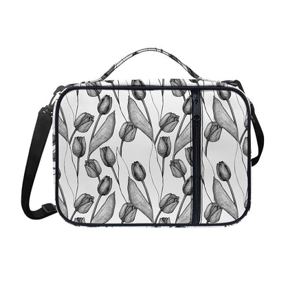 Black And White Tulip Pattern Print Shoulder Strap Bible Bag