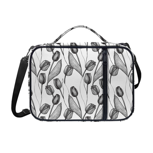 Black And White Tulip Pattern Print Shoulder Strap Bible Bag