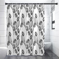 Black And White Tulip Pattern Print Shower Curtain