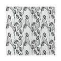 Black And White Tulip Pattern Print Silk Bandana
