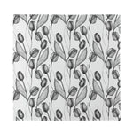 Black And White Tulip Pattern Print Silk Bandana