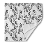 Black And White Tulip Pattern Print Silk Bandana