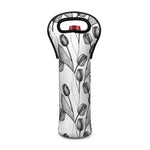 Black And White Tulip Pattern Print Single Neoprene Wine Tote