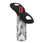Black And White Tulip Pattern Print Single Neoprene Wine Tote