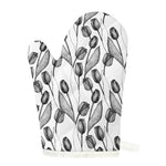 Black And White Tulip Pattern Print Single Oven Mitt