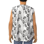 Black And White Tulip Pattern Print Sleeveless Baseball Jersey