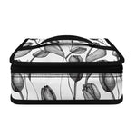 Black And White Tulip Pattern Print Small Lunch Bag