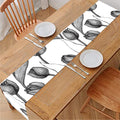 Black And White Tulip Pattern Print Table Runner