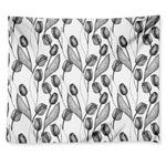 Black And White Tulip Pattern Print Tapestry