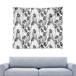Black And White Tulip Pattern Print Tapestry