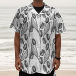 Black And White Tulip Pattern Print Textured Short Sleeve Shirt