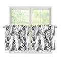 Black And White Tulip Pattern Print Tier Curtains