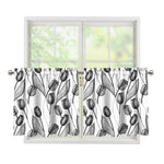 Black And White Tulip Pattern Print Tier Curtains