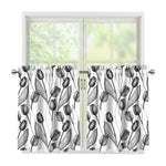 Black And White Tulip Pattern Print Tier Curtains