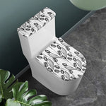 Black And White Tulip Pattern Print Toilet Lid And Tank Cover Set