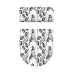Black And White Tulip Pattern Print Toilet Lid And Tank Cover Set