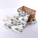 Black And White Tulip Pattern Print Towel