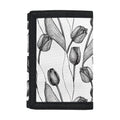 Black And White Tulip Pattern Print Trifold Wallet