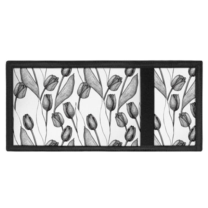 Black And White Tulip Pattern Print Trifold Wallet