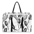 Black And White Tulip Pattern Print Utility Tote Bag