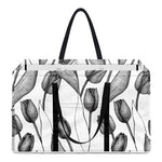 Black And White Tulip Pattern Print Utility Tote Bag