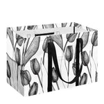 Black And White Tulip Pattern Print Utility Tote Bag