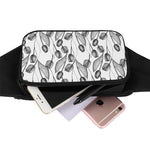 Black And White Tulip Pattern Print Waist Bag