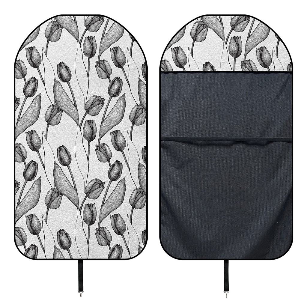 Black And White Tulip Pattern Print Waterproof Car Seat Cover