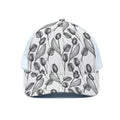 Black And White Tulip Pattern Print White Mesh Trucker Hat