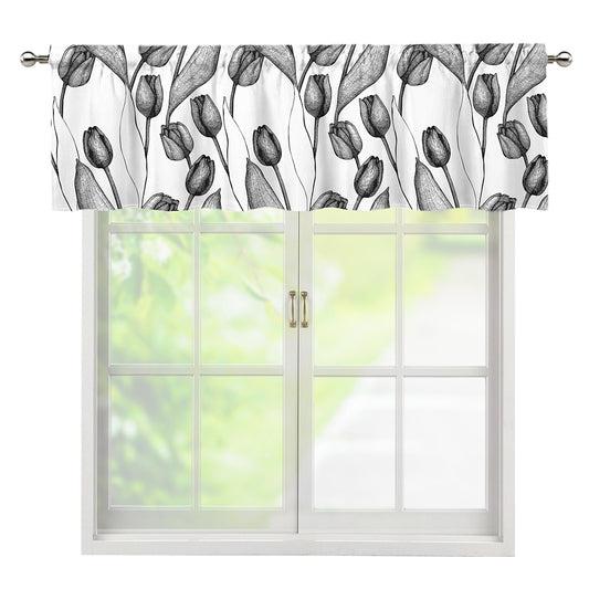Black And White Tulip Pattern Print Window Valance