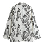 Black And White Tulip Pattern Print Women's Blazer