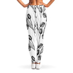 Black And White Tulip Pattern Print Women's Leggings