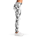 Black And White Tulip Pattern Print Women's Leggings