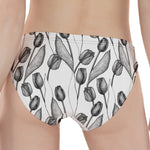 Black And White Tulip Pattern Print Women's Panties