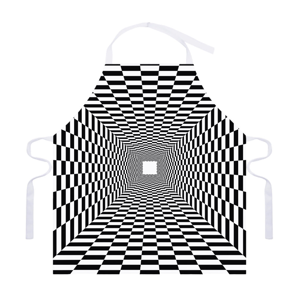 Black And White Tunnel Illusion Print Adjustable Apron