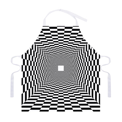 Black And White Tunnel Illusion Print Adjustable Apron