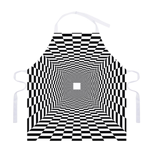 Black And White Tunnel Illusion Print Adjustable Apron