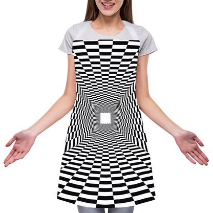 Black And White Tunnel Illusion Print Adjustable Apron