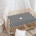 Black And White Tunnel Illusion Print Baby Crib Sheet
