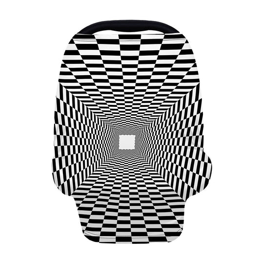 Black And White Tunnel Illusion Print Baby Seat Cover