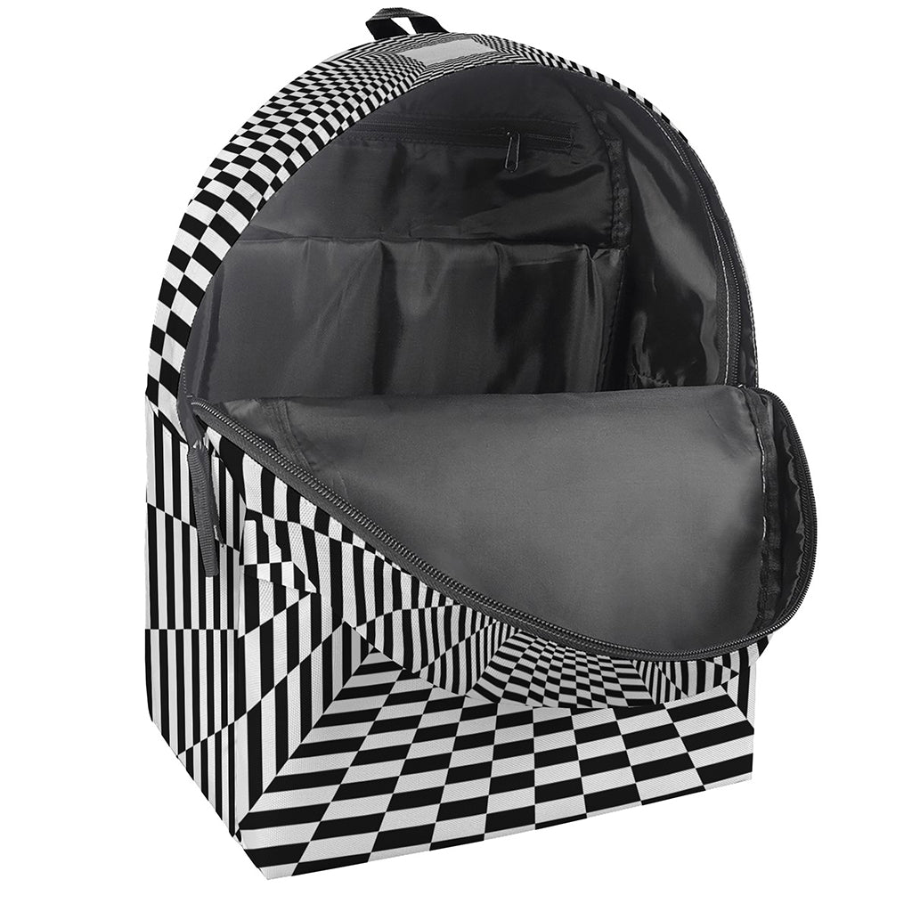 Black And White Tunnel Illusion Print Backpack