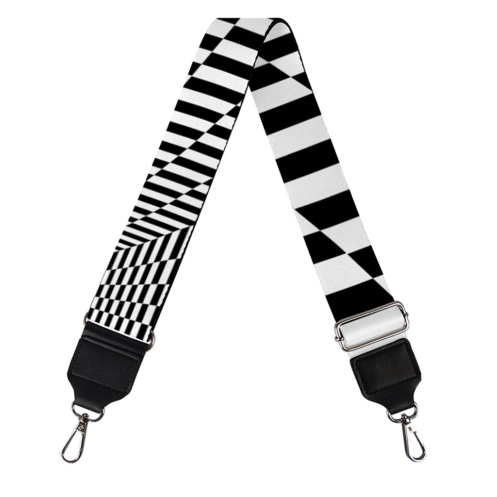 Black And White Tunnel Illusion Print Bag Strap