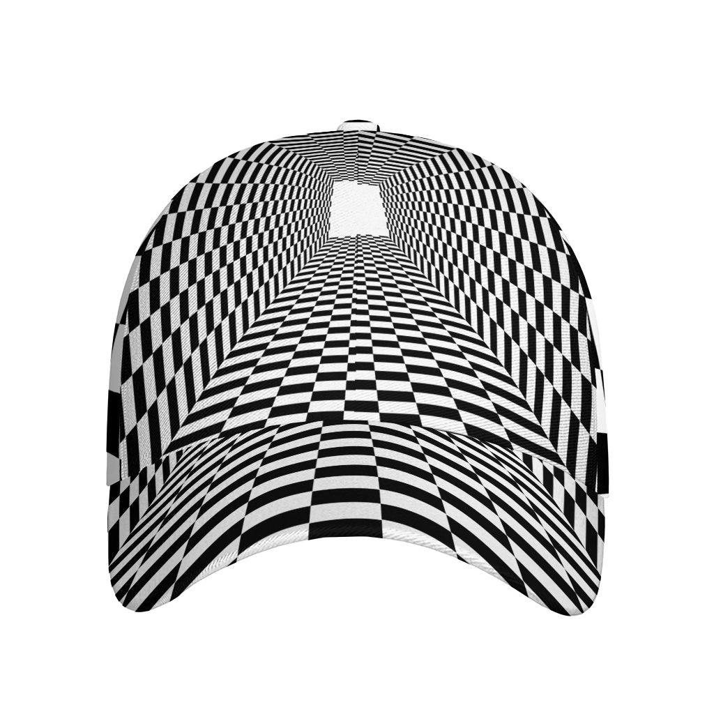 Black And White Tunnel Illusion Print Baseball Cap