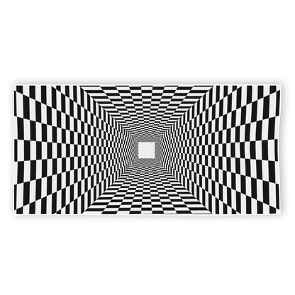 Black And White Tunnel Illusion Print Beach Towel