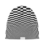 Black And White Tunnel Illusion Print Beanie