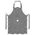 Black And White Tunnel Illusion Print Bib Apron With Pocket